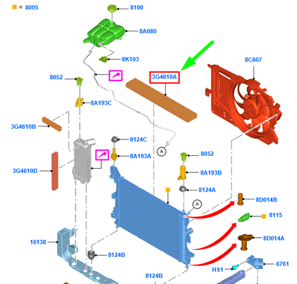 new ford grand c-max mk2 radiator foam tape 1940808 f1f1-3g4610-ja original