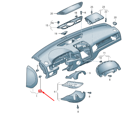 new vw touareg 7p mk2 dash panel side trim grommet 7p5857949 original