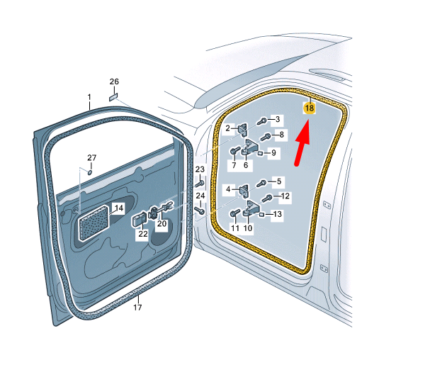 new vw tiguan ad mk2 front right door inner seal 5na867912c9b9 original
