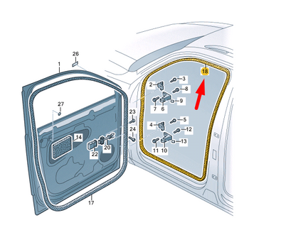 new vw tiguan ad mk2 front right door inner seal 5na867912c9b9 original