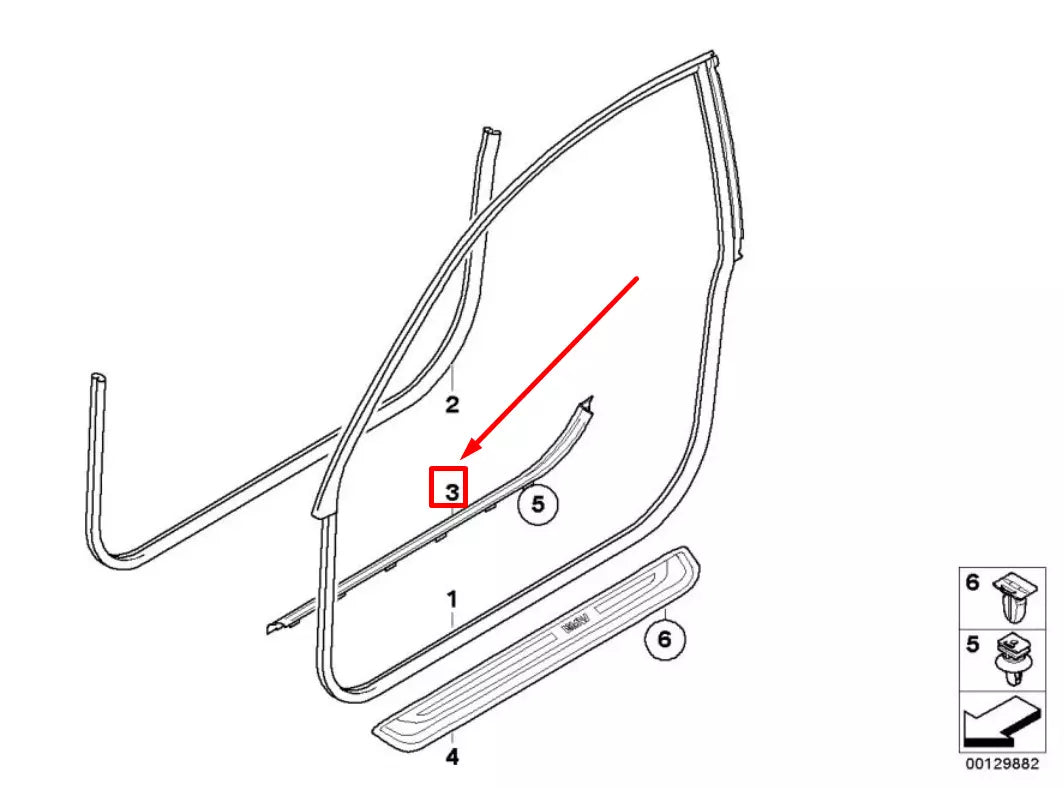 NEW BMW 6 CABRIO E64 RIGHT INTERIOR DOOR SILL TRIM 51477073886 7073886 ORIGINAL