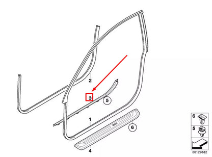 NEW BMW 6 CABRIO E64 RIGHT INTERIOR DOOR SILL TRIM 51477073886 7073886 ORIGINAL