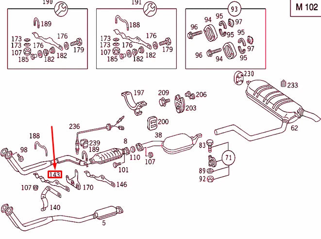 NEW MERCEDES-BENZ E W124 EXHAUST SYSTEM BRACKET A1244920341 ORIGINAL