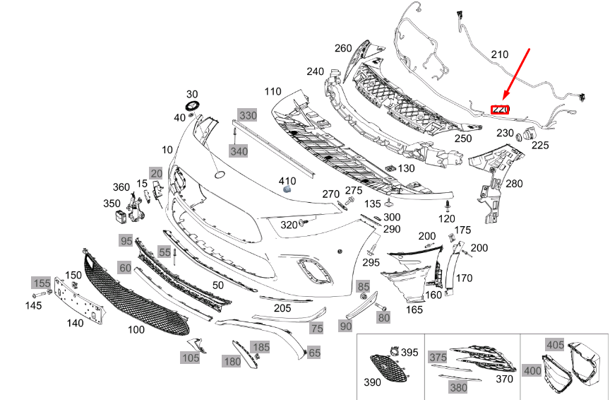 NEW MB A W177 FRONT PARKTRONIC SYSTEM WIRING HARNESS A1775405001 ORIGINAL