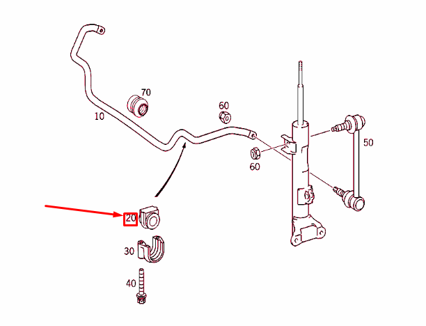 NEW MERCEDES-BENZ CLK C209 FRONT TORSION BAR RUBBER BUSHING A2033232285 ORIGINAL