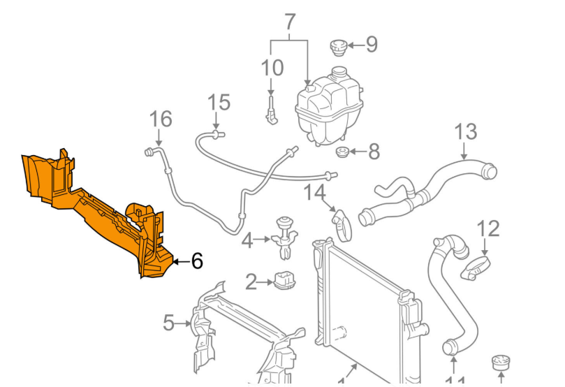 new mb e w211 front radiator air baffle covering a2115051630 original