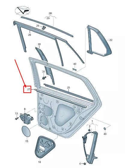 NEW VW GOLF SPORTSVAN AM REAR RH INNER WINDOW APERTURE SEAL 510839480A