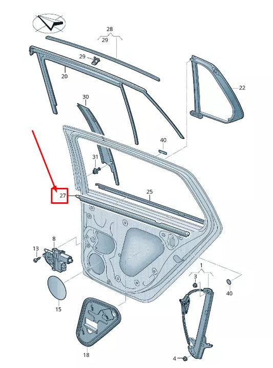 NEW VW GOLF SPORTSVAN AM REAR RH INNER WINDOW APERTURE SEAL 510839480A