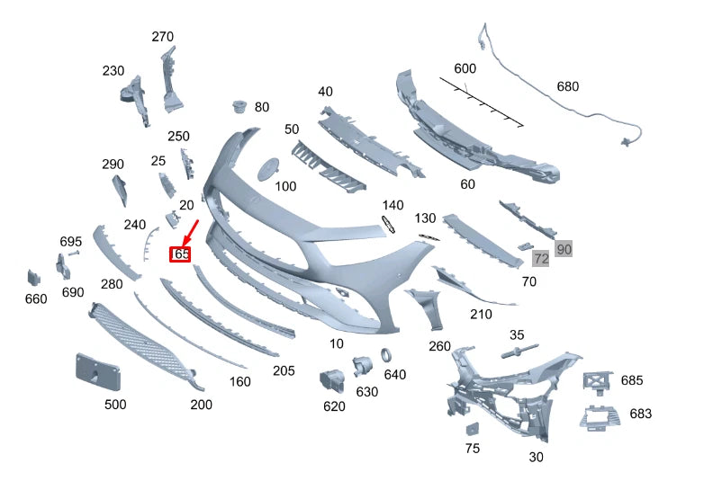 NEW MB CLS C257 FRONT BUMPER LOWER CENTER TRIM MOLDING A2578857704 ORIGINAL