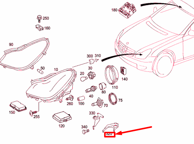 NEW MERCEDES-BENZ CLS C219 FRONT RIGHT LIGHTING UNIT BRACKET A2198290214