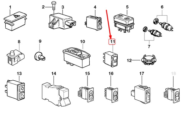 NEW BMW Z3 E36 REAR HEATED WINDOW SWITCH 61311376444 ORIGINAL