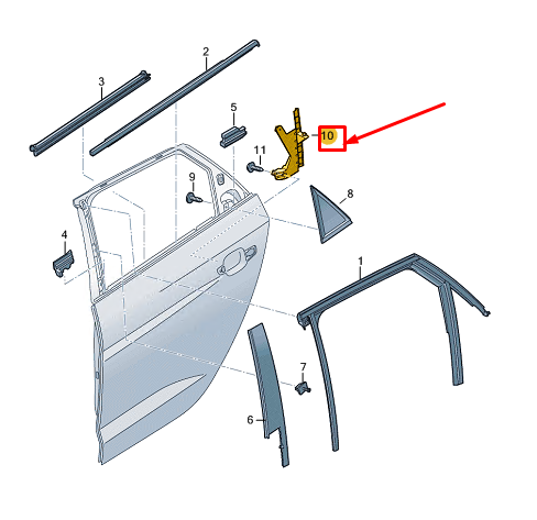 new audi a1 gb rear left door guide rail 82g839067 original