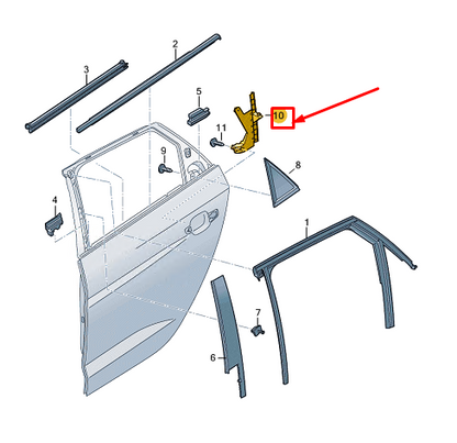 new audi a1 gb rear left door guide rail 82g839067 original