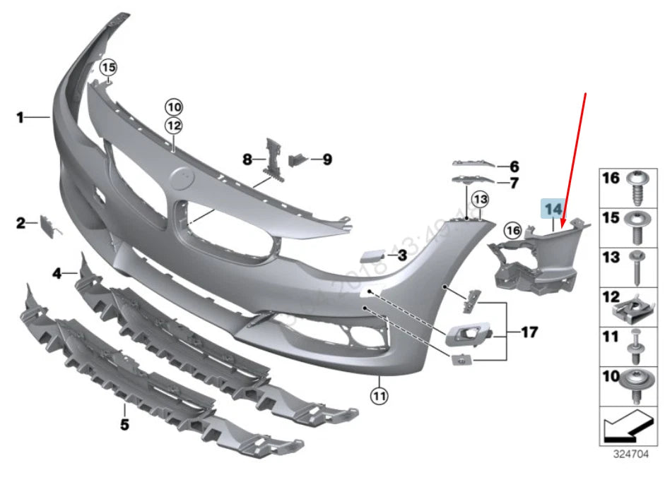 NEW BMW 3 GT F34 RIGHT FOG LIGHT BRACKET 51117293800 7293800 2016 ORIGINAL