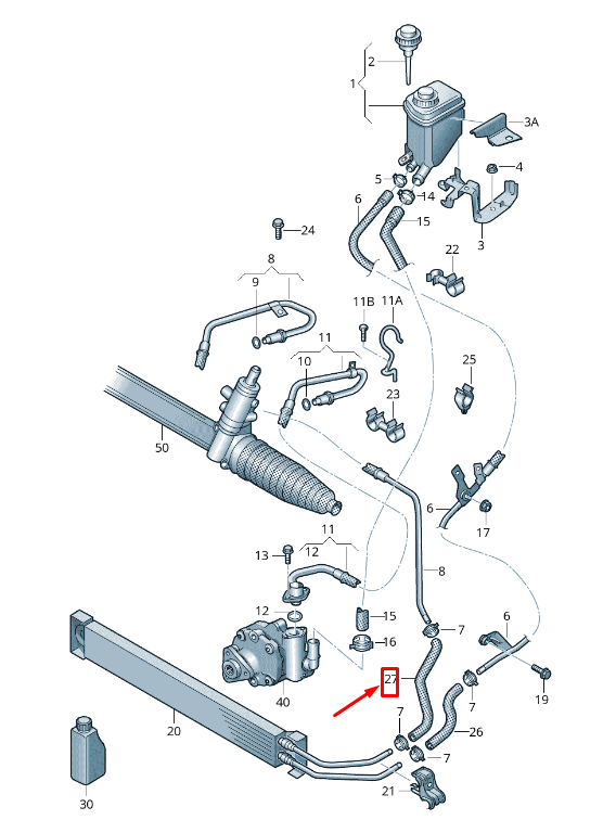 NEW VW TOUAREG 7P POWER STEERING RETURN HOSE 7P6422895E ORIGINAL