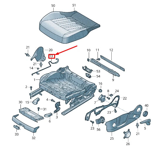NEW AUDI E-TRON GEN FRONT RIGHT SEAT UPHOLSTERY WIRE 4K0881482A