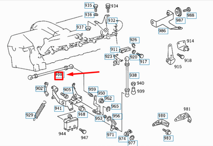NEW MB S W140 REVERSING LEVER TO INJECTION PUMP ROD A0010705275 ORIGINAL