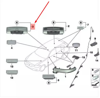 NEW BMW 1 F20 FRONT INTERIOR LIGHT 63319219494 9219494 ORIGINAL