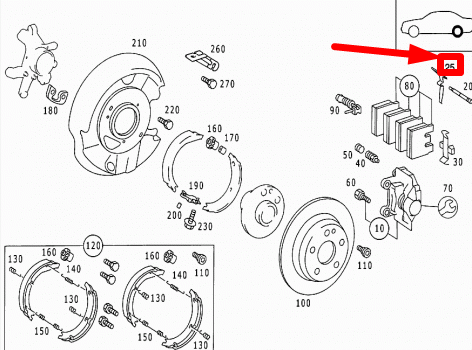NEW MERCEDES-BENZ E W210 REAR RIGHT BRAKE PAD SPRING A0004216791 ORIGINAL