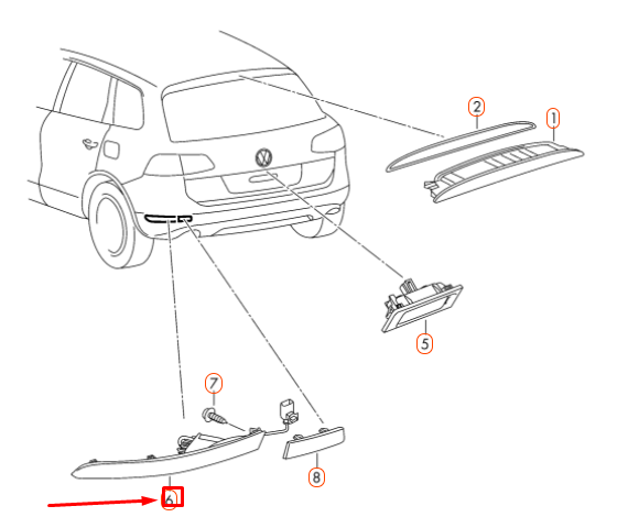NEW VW TOUAREG 7P MK2 REAR RIGHT BUMPER REFLECTOR TRIM 7P6945702G ORIGINAL