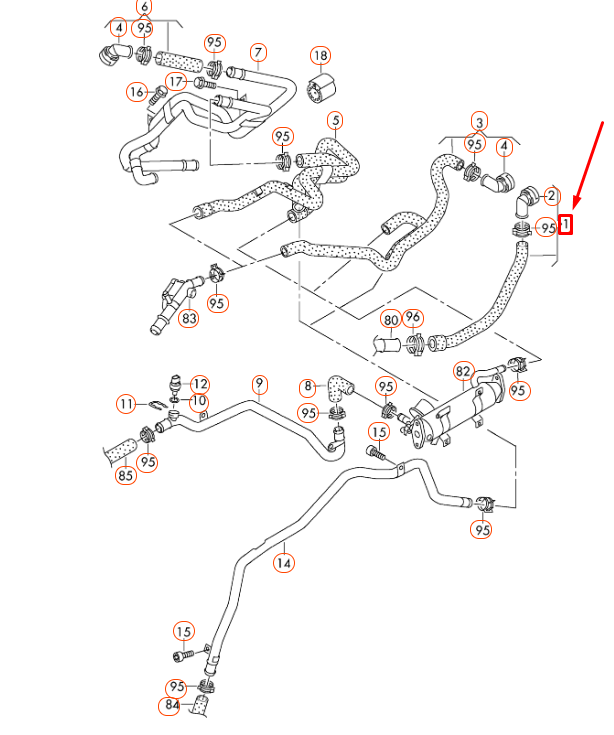 NEW AUDI A3 8P ENGINE COOLANT HOSE 1K0122073GE ORIGINAL