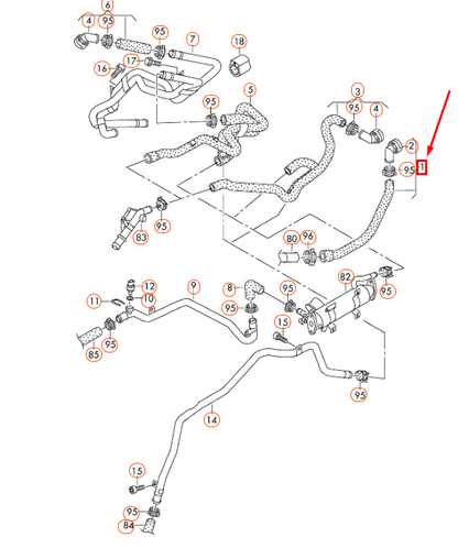 NEW AUDI A3 8P ENGINE COOLANT HOSE 1K0122073GE ORIGINAL