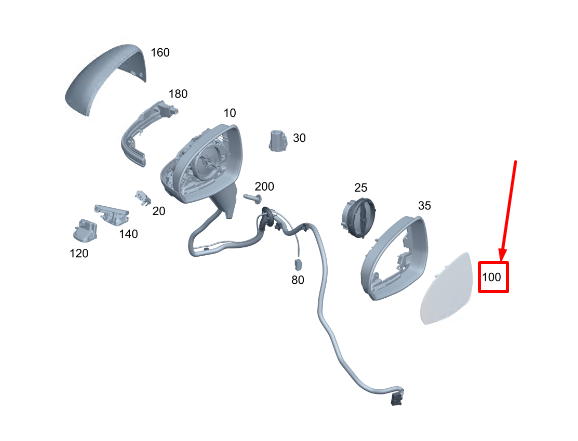 new mercedes-benz eqs v297 front right door mirror glass lhd a0998107801