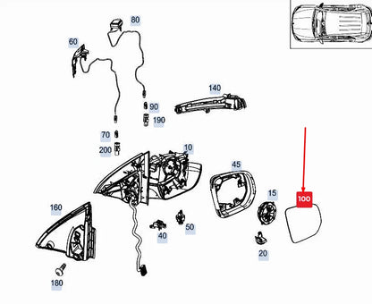 NEW MERCEDES-BENZ GLE W167 FRONT RIGHT DOOR MIRROR GLASS A1678103001 ORIGINAL