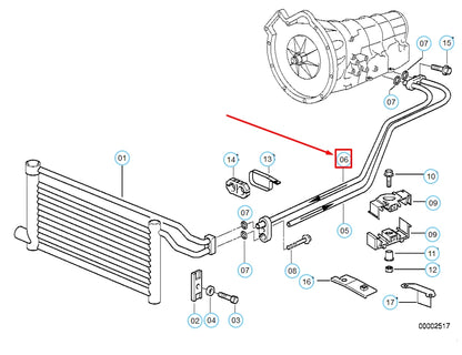 NEW BMW 5 E39 INLET TRANSMISSION OIL COOLER HOSE PIPE 17221714511 ORIGINAL