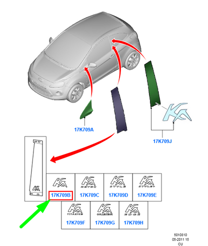 new ford ka mk2 left b-pillar emblem decal 9s51-19n230-cb 1668569 original