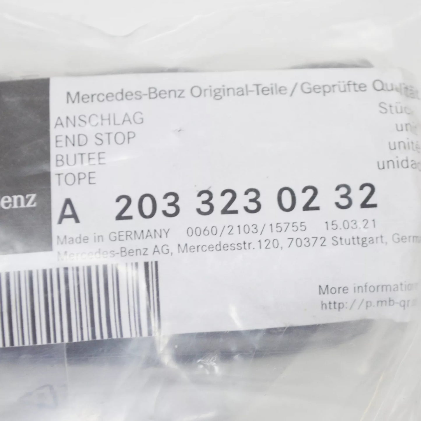 NEW MB C W203 FRONT HYDROPNEUMATIC SPRING LEG END STOP A2033230232 ORIGINAL