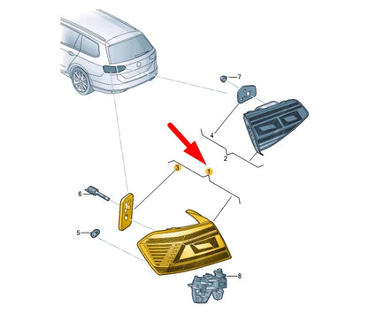 NEW VW PASSAT VARIANT B8 REAR RIGHT OUTER LED TAILLIGHT 3G9945208P ORIGINAL