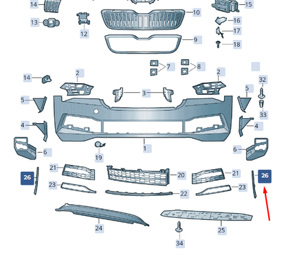 NEW SKODA SUPERB MK3 FRONT BUMPER LEFT TRIM INSERT 3V0807833A2ZZ ORIGINAL