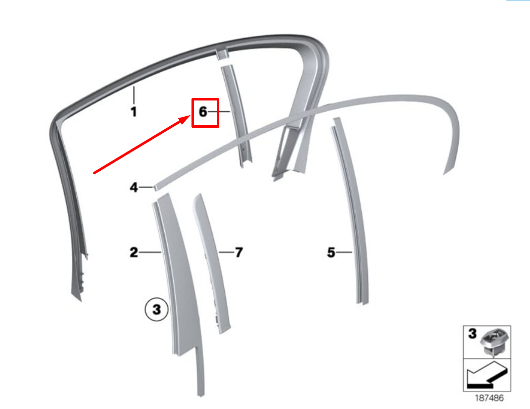 new bmw 7 f01, f02 rear right door window cover 9141426 51359141426 original