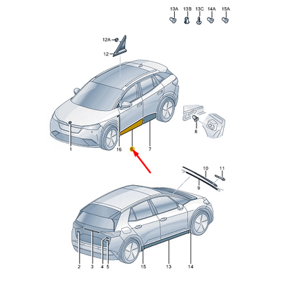 new skoda enyaq iv front left door protective strip 5la8549399b9 original