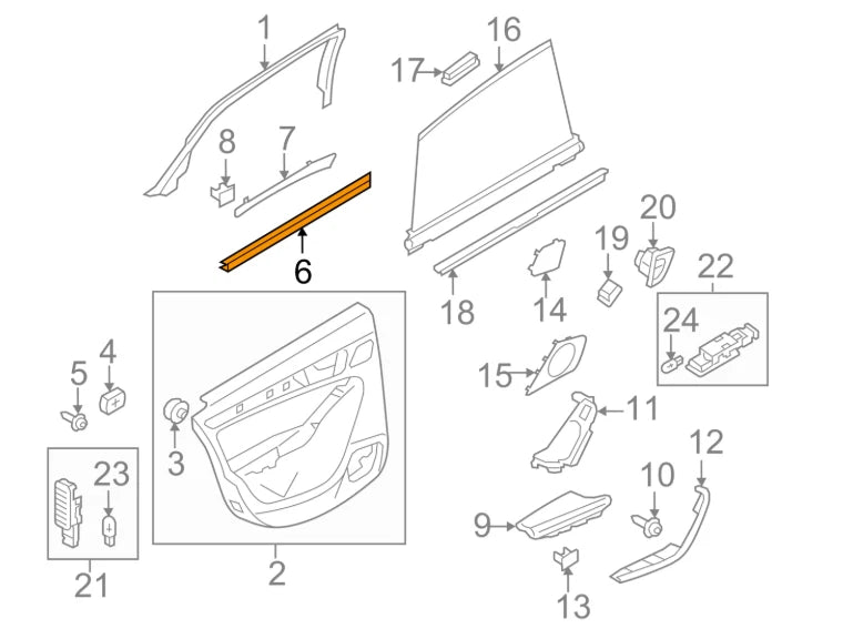 NEW AUDI A4 B8 REAR LEFT DOOR WINDOW SLOT SEAL TRIM 8K0839479C