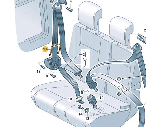 NEW VOLKSWAGEN CADDY 2K LEFT SEAT BELT GUIDE 2K0858813 ORIGINAL