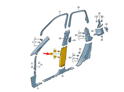 NEW VW TOUAREG CR MK3 LEFT SIDE B PILLAR LOWER TRIM 760867291C4PK ORIGINAL
