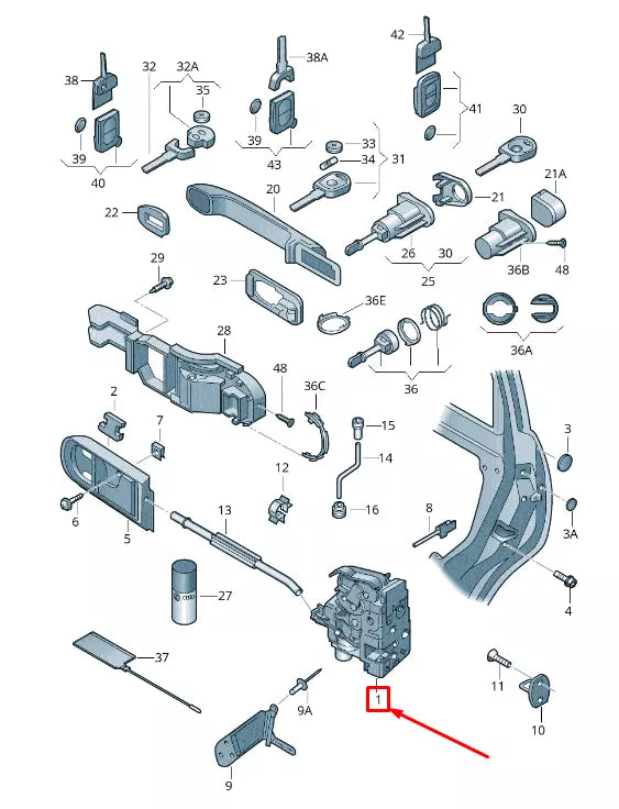 NEW VW TRANSPORTER V T5 7H MK5 FRONT LEFT DOOR LOCK 3B2837015AM ORIGINAL