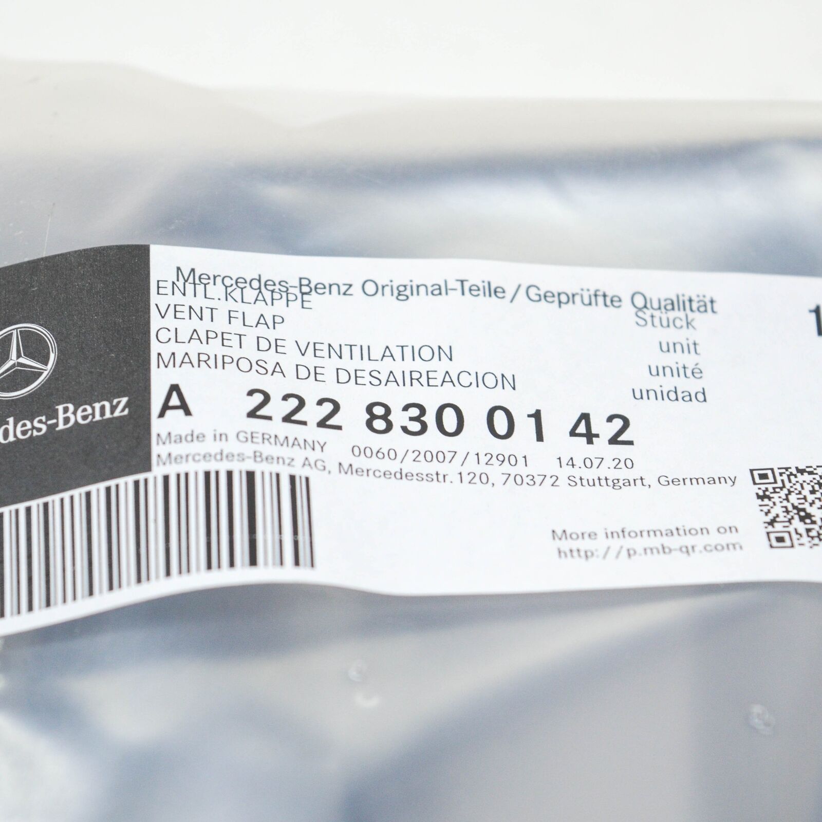 NEW MB S W222 REAR QUARTER PANEL LEFT VENTILATION GRILLE A2228300142 ORIGINAL