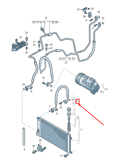 new audi a1 mk1 a/c refrigerant line 6r0820721af original