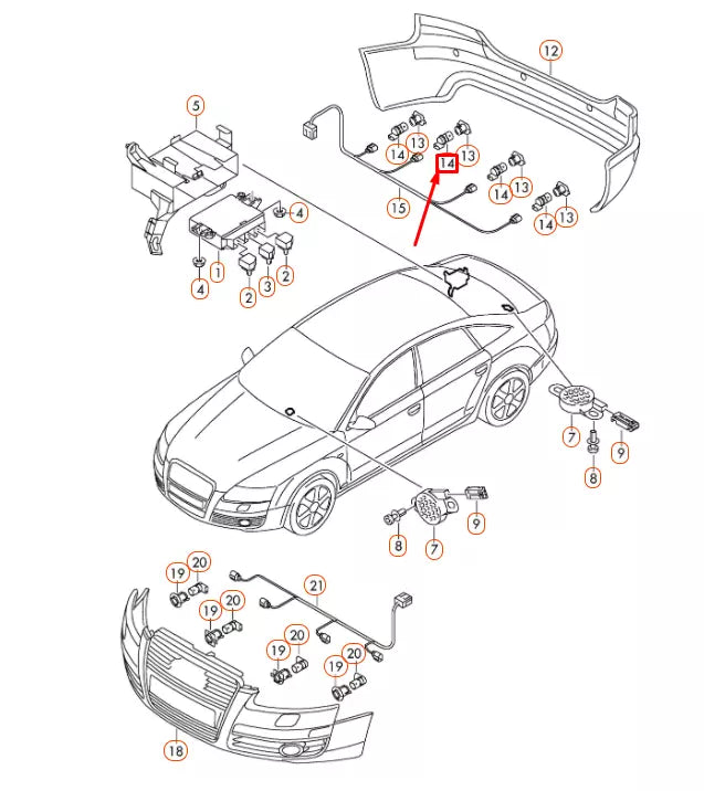 NEW AUDI A6 C6 REAR PARKING AID ULTRASOUND SENSOR 7H0919275EGRU ORIGINAL