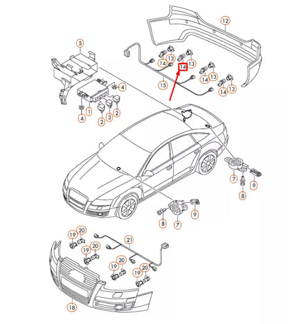 NEW AUDI A6 C6 REAR PARKING AID ULTRASOUND SENSOR 7H0919275EGRU ORIGINAL