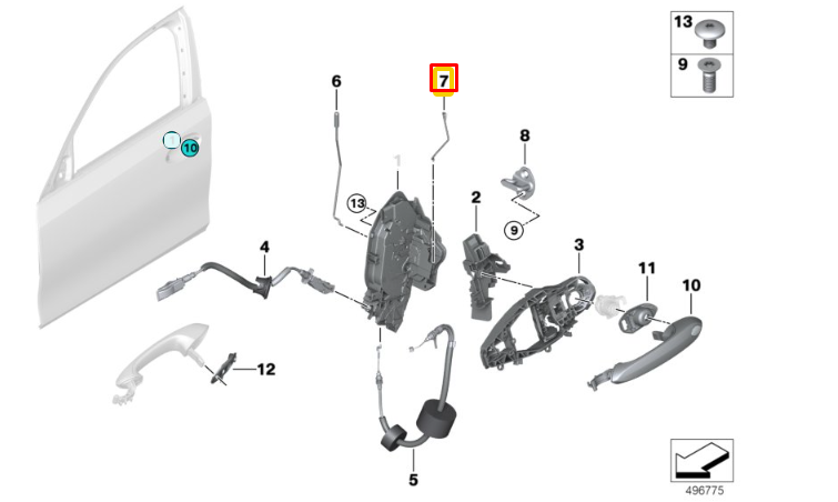 new bmw 2 gran coupe f44 front left door connecting rod 51217474359 original