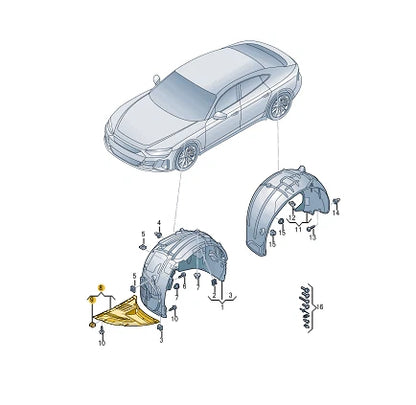 NEW AUDI E-TRON GT FRONT RIGHT LOWER WHEELHOUSING LINER 9J1809958D ORIGINAL