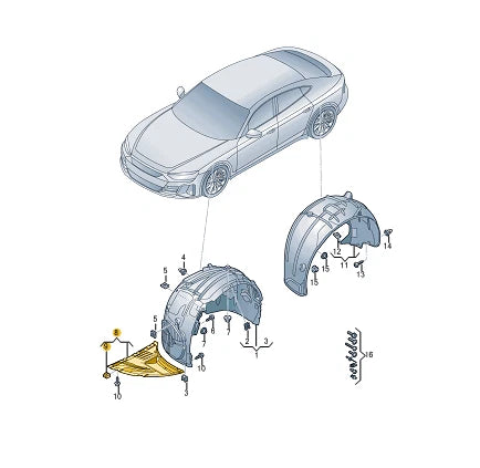 NEW AUDI E-TRON GT FRONT RIGHT LOWER WHEELHOUSING LINER 9J1809958D ORIGINAL