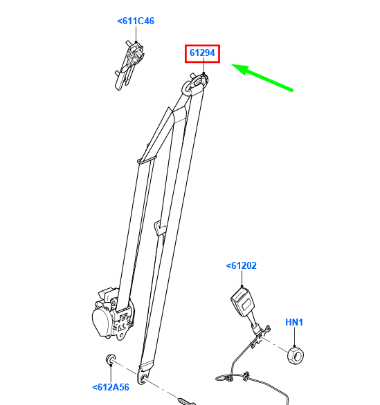 new ford mondeo mk4 front left seatbelt 6g9n-61295-ag3yyw 2393354 original