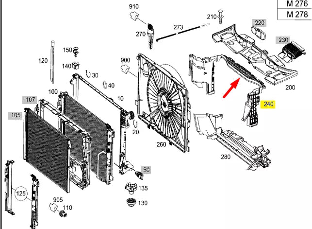 NEW MERCEDES-BENZ CLS C218 RADIATOR AIR DUCT A2125054430 ORIGINAL