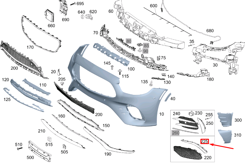 NEW MB E C238 FRONT BUMPER LEFT LOWER GRILLE TRIM MOLDING A2138859303 ORIGINAL