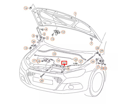 NEW VW SCIROCCO 137 FRONT BONNET RELEASE LID LOCK CABLE RHD 1K8823531E ORIGINAL